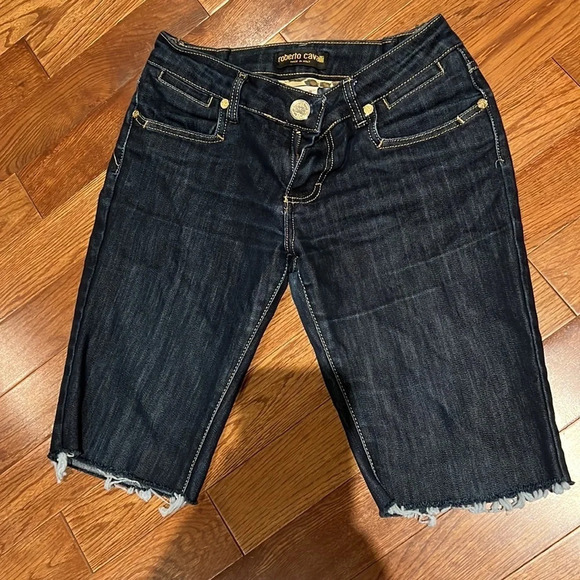 Roberto Cavalli  Made in Italy Denim shorts Fringe Detail Sz 30/34 - Picture 4 of 17